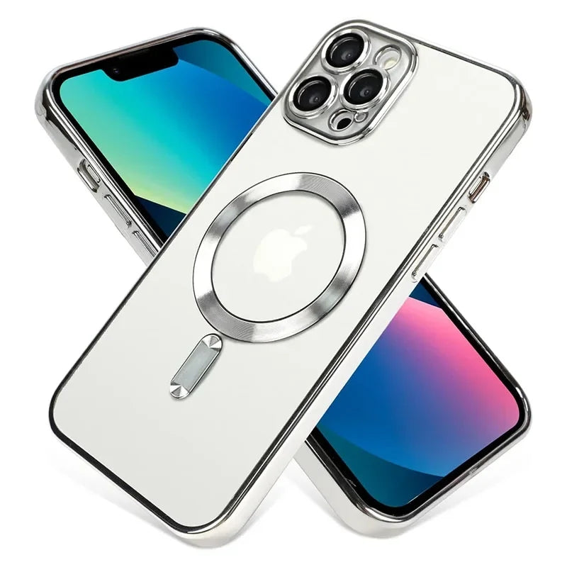 Luxury Magnetic Magsafe Phone Case – Wireless Charging, Transparent Electroplated Shockproof Cover,