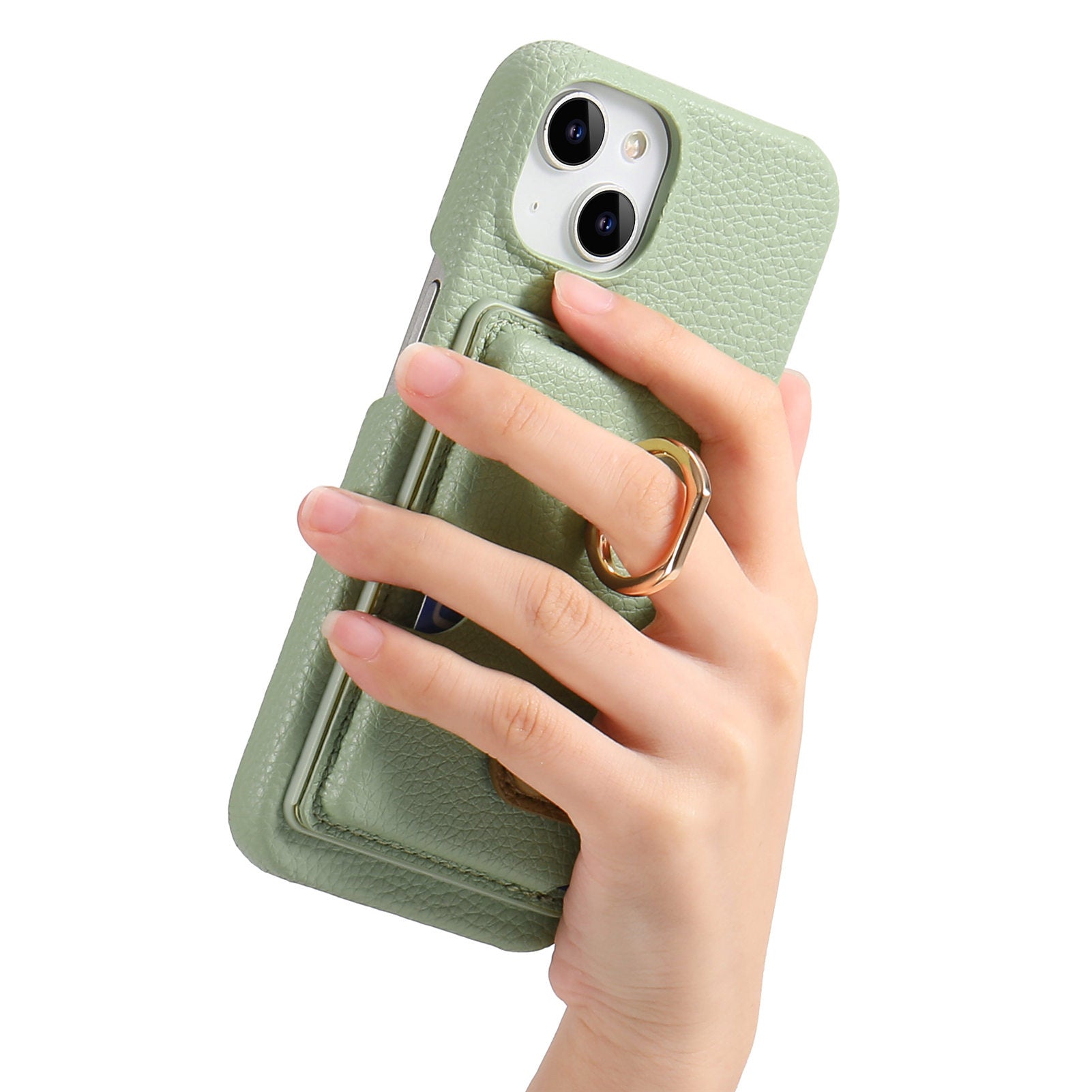 Premium Leather Ring Stand Wallet iPhone Case Card Holder, Magnetic Closure, and Kickstand Support for Hands-Free Convenience