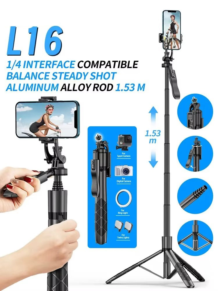 High Quality, Wireless Selfie Stick Tripod – Foldable, Steady Monopod Stand for Apple iPhone, Action Cameras, Live Shooting.