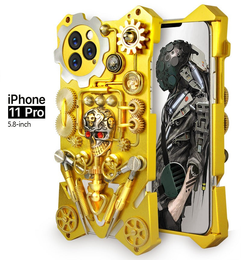 Robust Apple iPhone Case, MagSafe Compatible, Camera Lens and Screen Protection, Ultra Thin, Shockproof, Magnetic, Full All Around Protection, Gear Compass Skull Cover