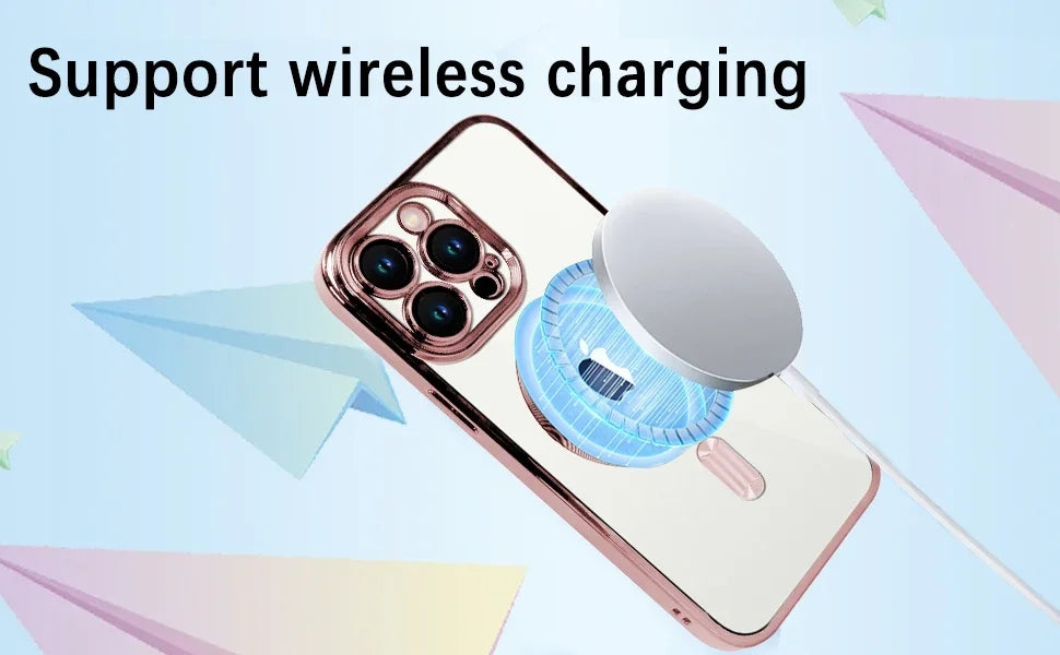 Luxury Magnetic Magsafe Phone Case – Wireless Charging, Transparent Electroplated Shockproof Cover,