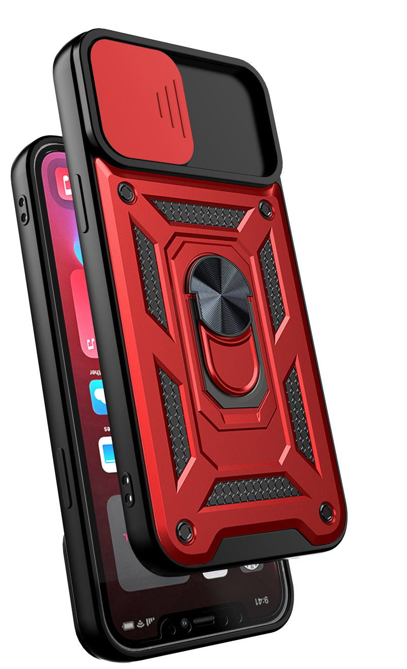 Shockproof Armor iPhone Case – Slide Camera Lens Protection, Rugged Full-Body Cover for iPhone Models