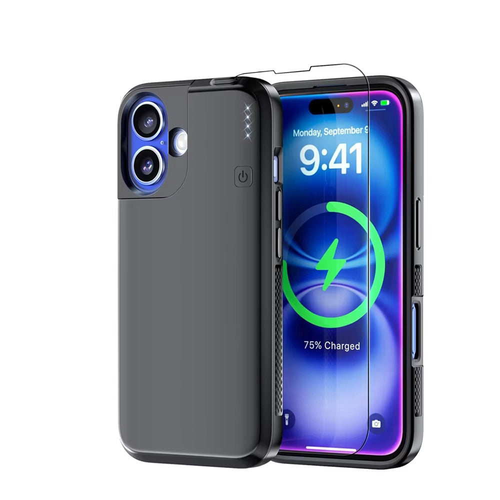 High Quality Apple iPhone Case MagSafe Compatible, Camera Lens & Screen Protection, Ultra Thin Shockproof Magnetic Full All Around Protection Cover with 8000mAh Battery Pack