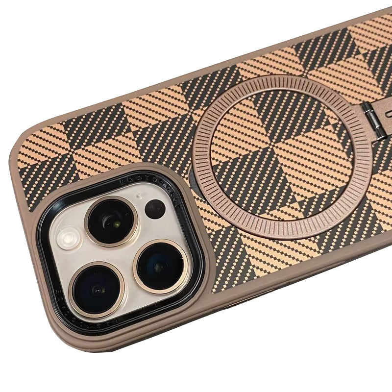 Premium Apple iPhone Case, MagSafe Compatible, Camera Lens & Screen Protection, Ultra Thin, Shockproof, Magnetic Full All Around Cover – Kevlar Carbon Fiber Texture Case with Magnetic Holder & Shockproof Back Design