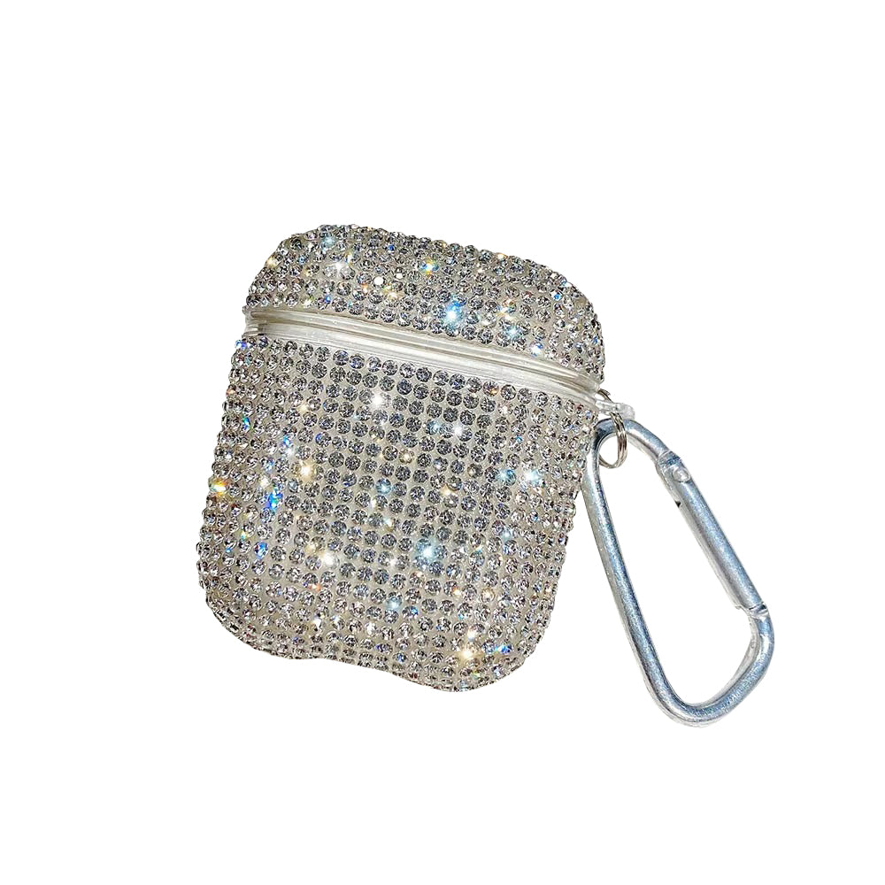 Luxury 3D Bling Diamond Hard Case for AirPods 1/2, Cute Protective Shell for Wireless Bluetooth Charging, Stylish Headphone Accessories for Girls & Women