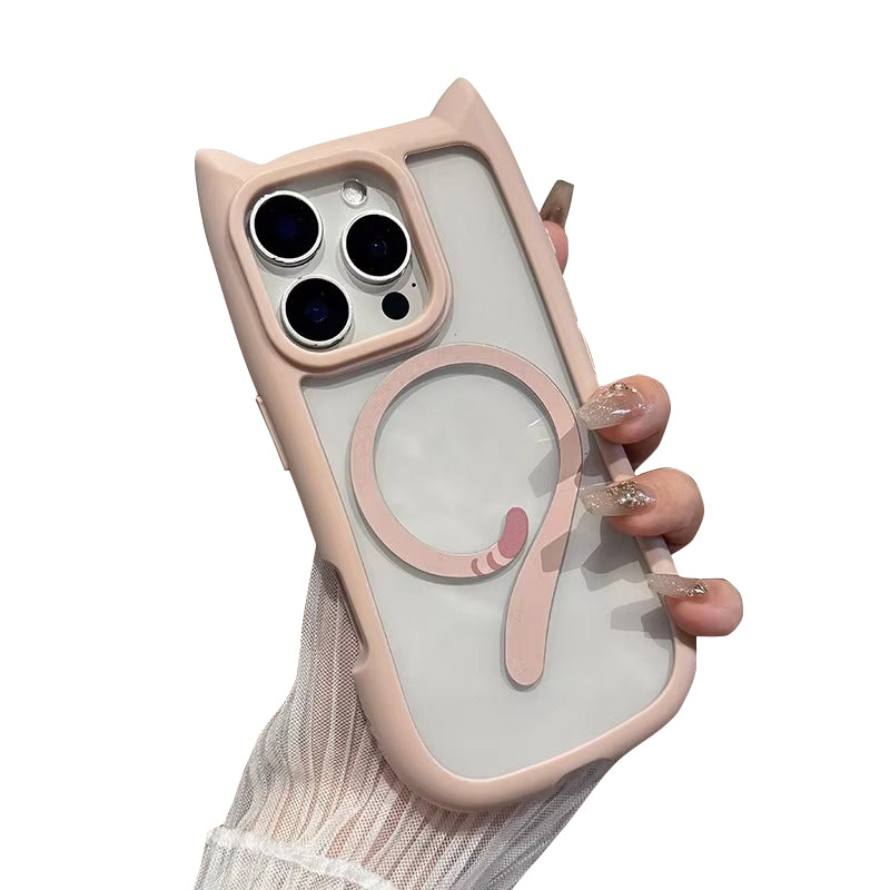 Premium Apple iPhone Case MagSafe Compatible, Camera Lens & Screen Protection, Cover with Cute Cat Ear Bumper Design