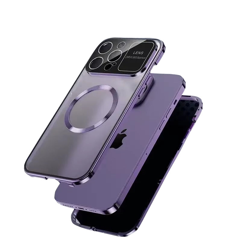 High Quality Apple iPhone Case MagSafe Compatible, Camera Lens & Screen Protection, Cover with Double Glass Window Design