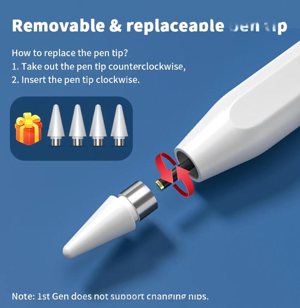 High Precision Stylus Pen for iPhone & iPad – Rechargeable Pencil with Power Display, and Navigation on Apple Devices