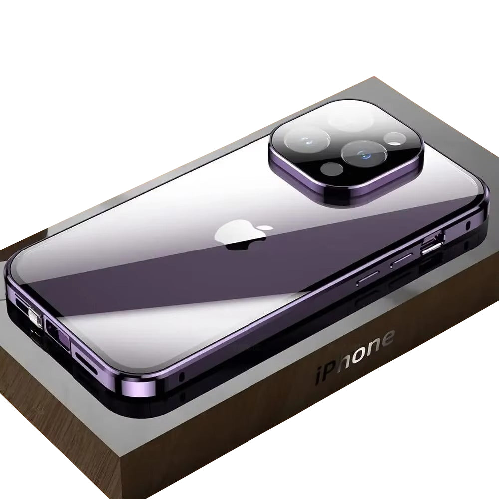 Premium Apple iPhone Case, MagSafe Compatible, Camera Lens & Screen Protection, Ultra Thin, Shockproof, Magnetic Full All Around Cover – Anti-Spy Tempered Glass Magnetic Case with Privacy Screen & Lens Protection