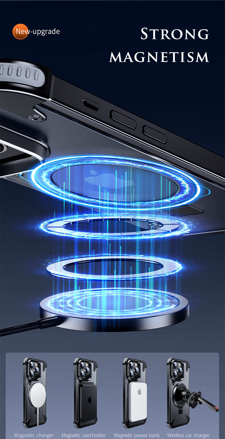 Premium Magnetic Stand Phone Case – Aluminum Alloy, Rimless Frosted Matte, Durable & Stylish Shockproof Cover Case for iPhone