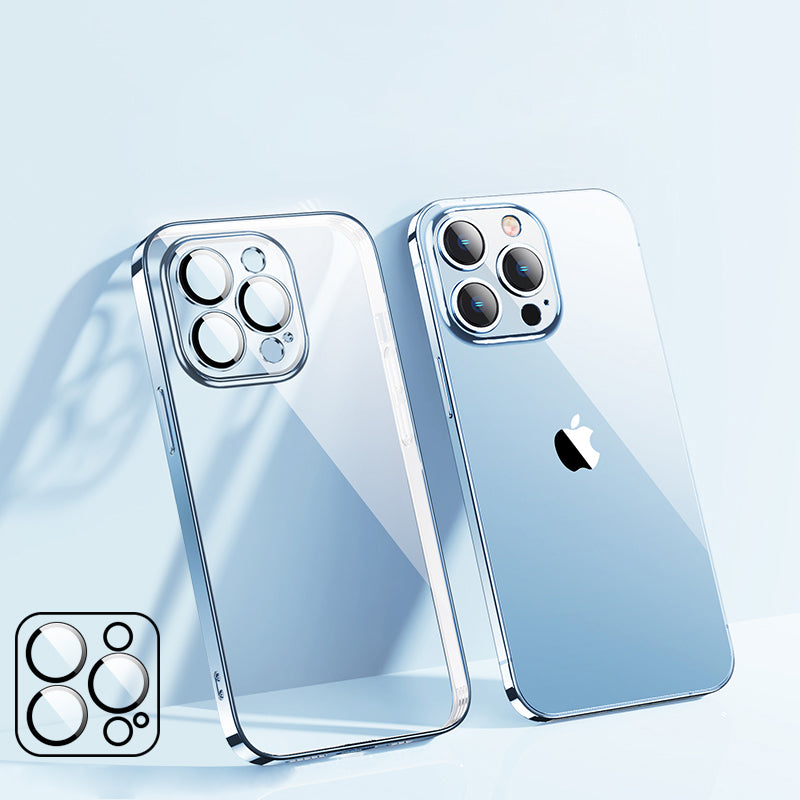 High-Quality Plating Transparent iPhone Case - Soft Silicone Shockproof Cover with Lens Protector Case for iPhone
