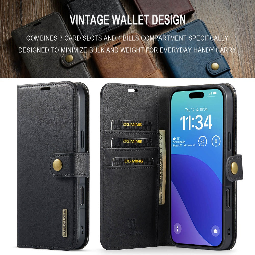 Premium Detachable Magnetic Leather Wallet iPhone Case – Card Holder, and Stylish Flip Cover for Secure and Convenient Use
