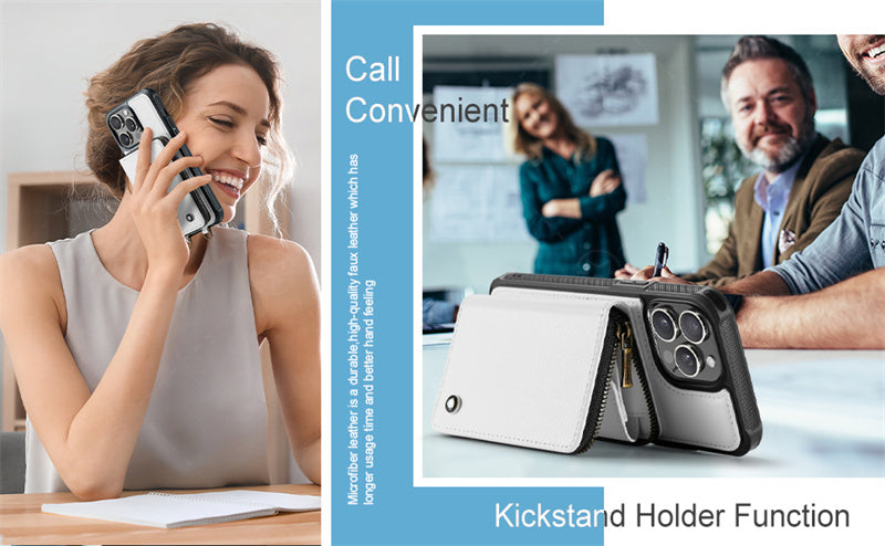 Luxury Leather Wallet Crossbody iPhone Case – Card Slot Holder, Stand Function, Hand Lanyard Strap, Shockproof Protection for iPhone