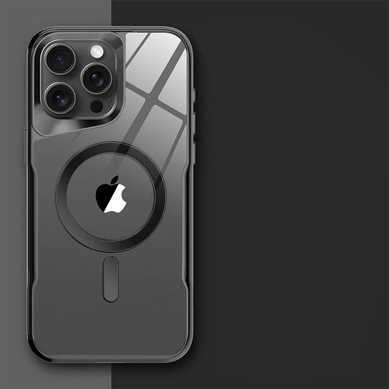 Luxury Plating Frame MagSafe iPhone Case - Magnetic Transparent Cover, Wireless Charging Compatible Case for iPhone