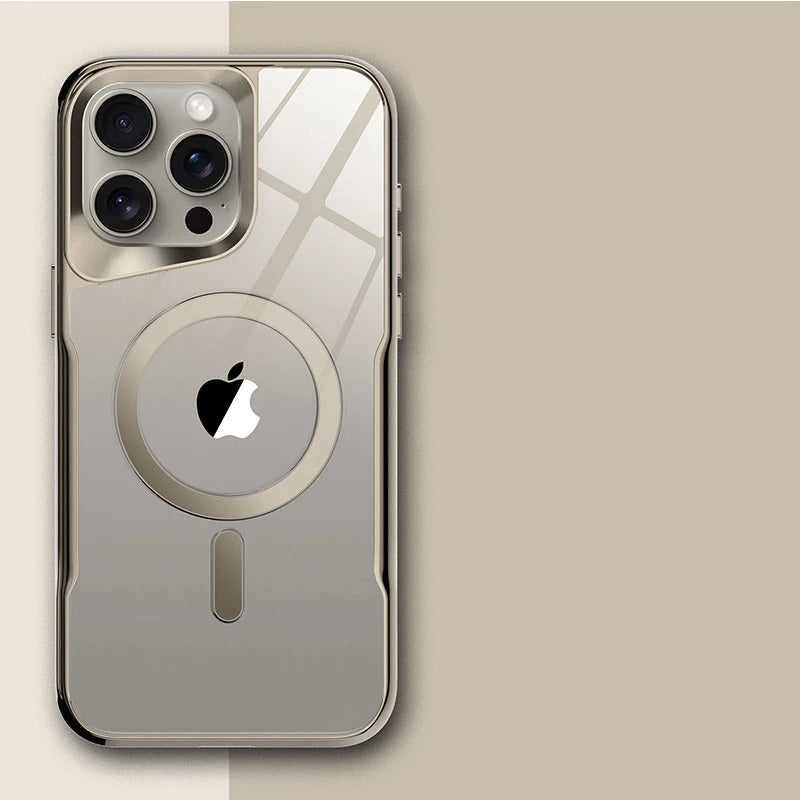 Luxury Plating Frame MagSafe iPhone Case - Magnetic Transparent Cover, Wireless Charging Compatible Case for iPhone