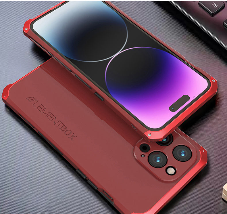 Luxury Aluminum Metal iPhone Case Shockproof Silica Gel Back Cover Anti-Collision Strip Durable Protection for iPhone Models