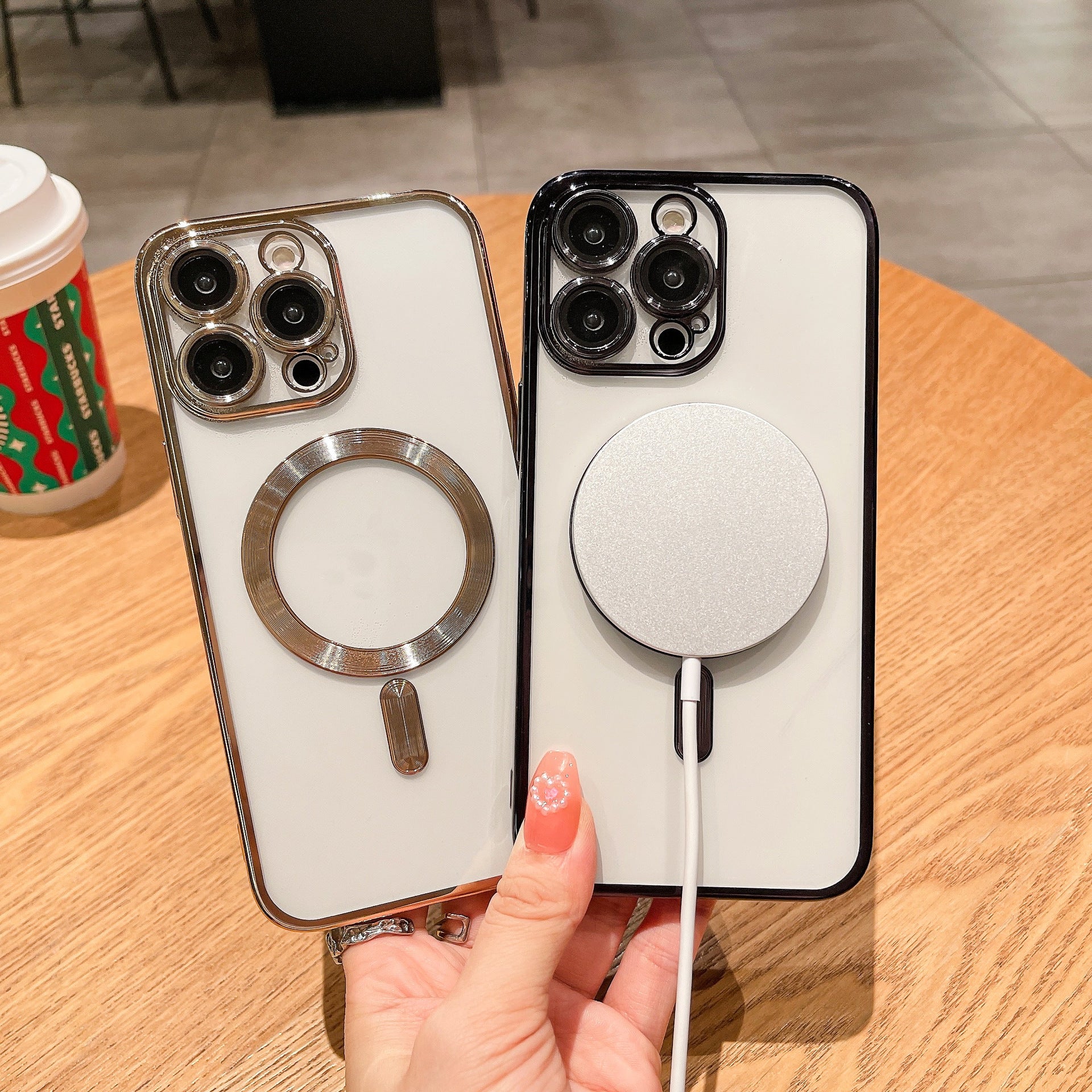 Clear Plating Magnetic iPhone Case - MagSafe Compatible, Lens Protection, Wireless Charging Ready Case for iPhone