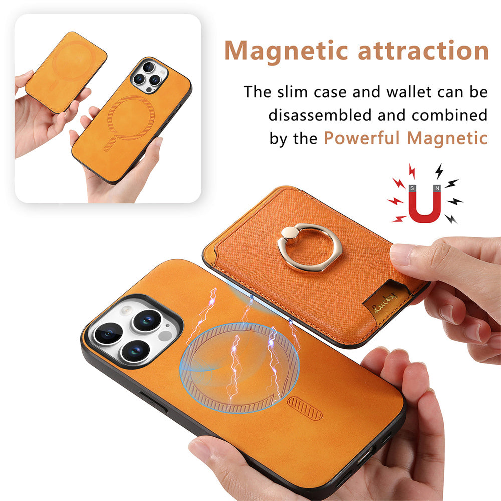Luxury Detachable Magnetic Wallet iPhone Case – Card Holder, Ring Stand, Shockproof Protection for Secure and Convenient Use
