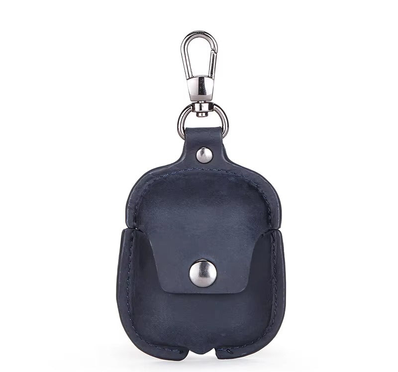 Luxury Genuine Leather Case for AirPods Pro, 2, 1 – Wireless Earphone Protective Cover, Elegant Funda with Keychain Hook, Shockproof and Stylish Design