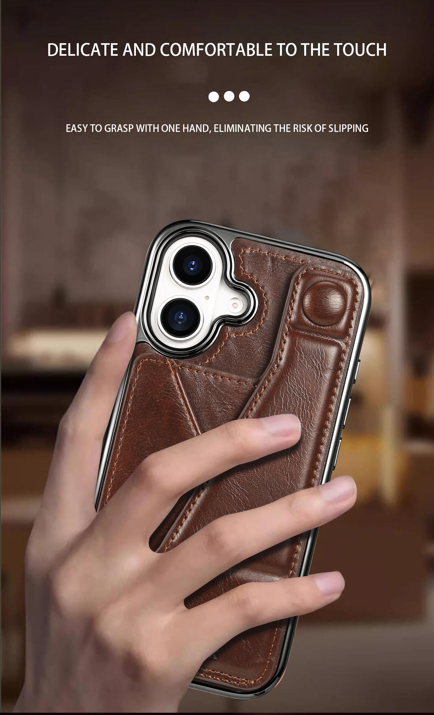 Luxury Electroplated Leather iPhone Case – Stand Card Holder, Premium Anti-Fall Protection, Stylish Design, and Durable Cover for Ultimate Convenience