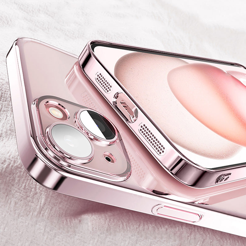 Luxury Transparent TPU iPhone Case – Ultra Thin, Plating Design, Soft Shockproof Cover, HD Lens Protection,