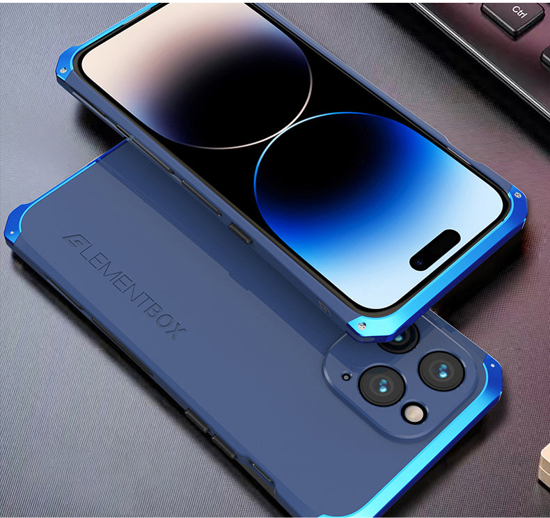 Luxury Aluminum Metal iPhone Case Shockproof Silica Gel Back Cover Anti-Collision Strip Durable Protection for iPhone Models