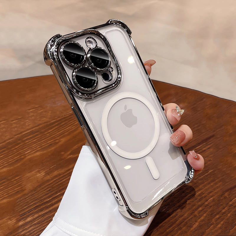Plating Shockproof MagSafe iPhone Case - Airbag Protection, Magnetic Wireless Charging, Anti-Shock Durable Case for iPhone