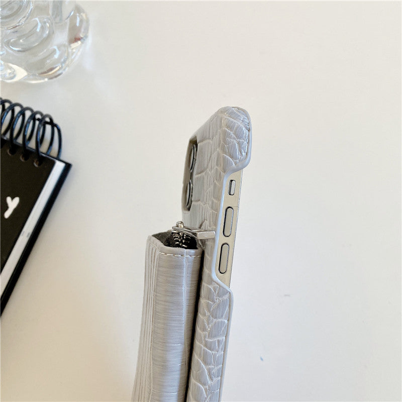 Luxury Crossbody Crocodile Skin iPhone Case – Zipper Wallet, Card Holder, Shockproof Protection, and Elegant Design for Secure & Stylish Convenience