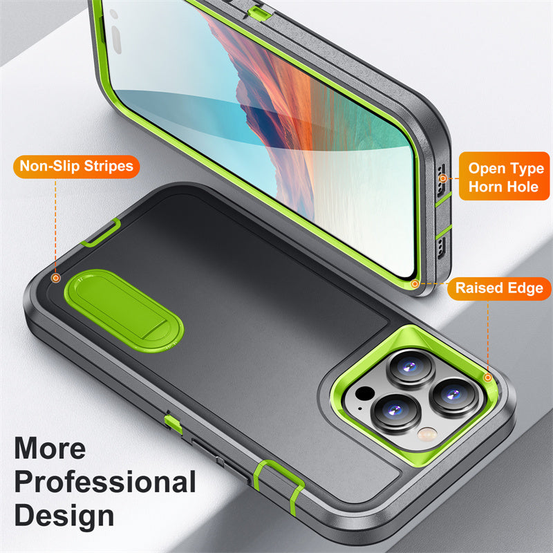 Hybrid Military-Grade Defender iPhone Case – Kickstand Full-Body Protection Cover for iPhone Models, Rugged and Shockproof