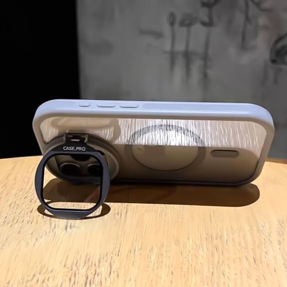 Luxury Glass Camera Stand iPhone Case - Transparent Magnetic Acrylic Cover, Wireless Charging Compatible, Case for iPhone