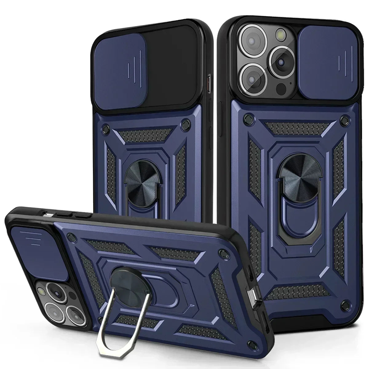 Shockproof Armor iPhone Case – Slide Camera Lens Protection, Rugged Full-Body Cover for iPhone Models