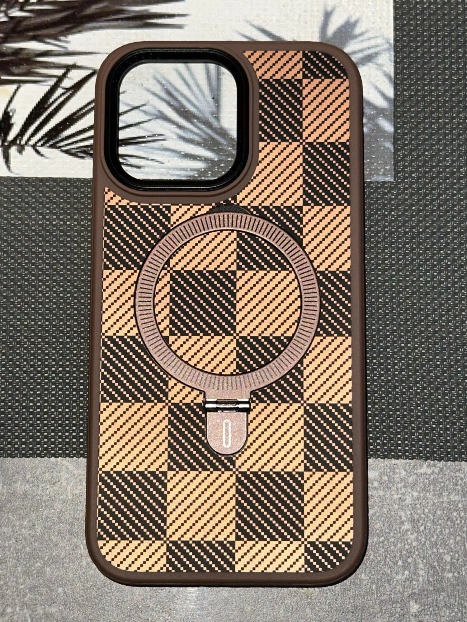 Premium Apple iPhone Case, MagSafe Compatible, Camera Lens & Screen Protection, Ultra Thin, Shockproof, Magnetic Full All Around Cover – Kevlar Carbon Fiber Texture Case with Magnetic Holder & Shockproof Back Design