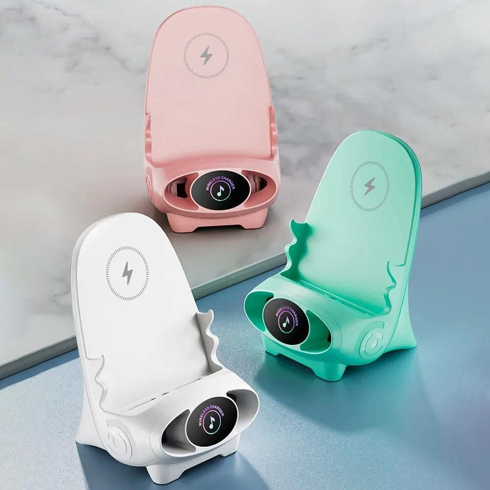 Premium Universal Wireless Charging Stand – 15W Fast Charger Dock with Cooling Hole Design, Phone Holder Function and Aromatherapy Feature for iPhone & Samsung