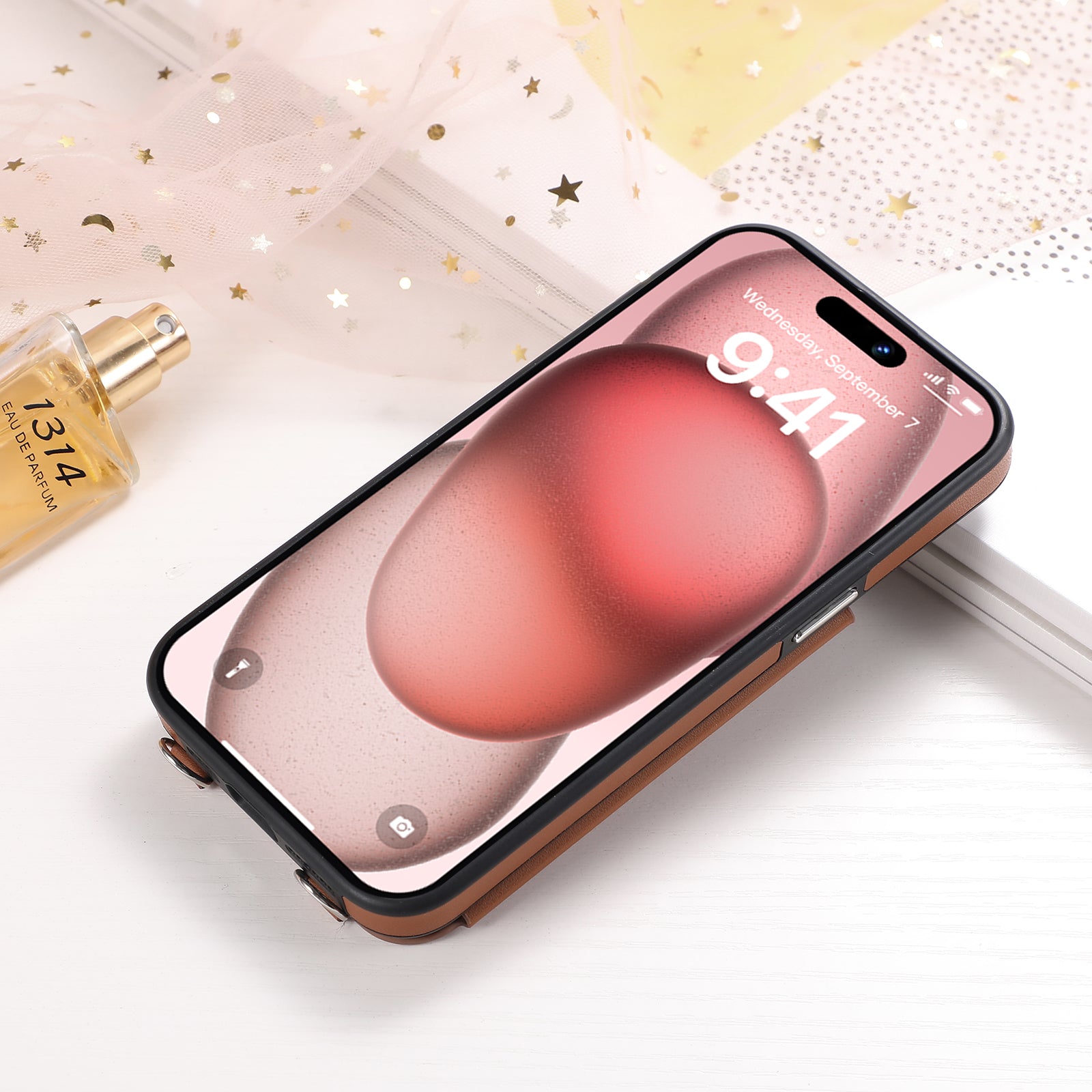 Luxury Crossbody RFID Leather Wallet iPhone Case – Card Slot, Ring Holder, Double Buckle, Lanyard Bag Cover, Magnetic Closure