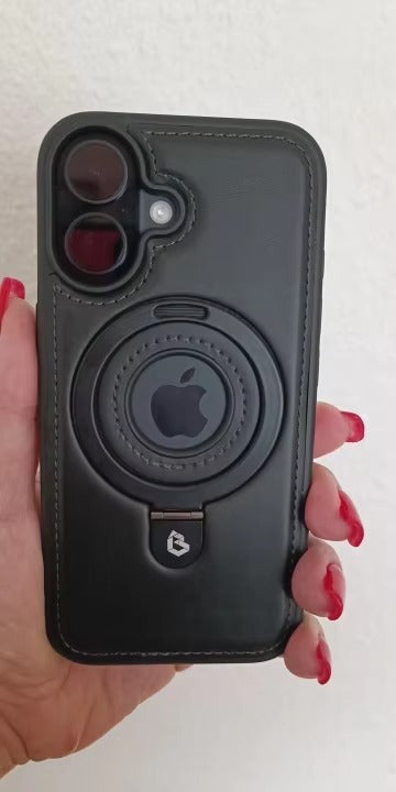 Premium Apple iPhone Case MagSafe Compatible, Camera Lens & Screen Protection, Ultra Thin Shockproof Magnetic Full All Around Protection Cover with PU Leather Stand Ring