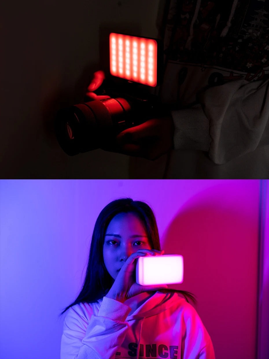 High Quality RGB LED Video Light Panel for Camera & Phone – 2500-9000K Bi-Color, CRI 95+, Diffuser, 3100mAh Battery, 360° Mount, 120 Lamp Beads