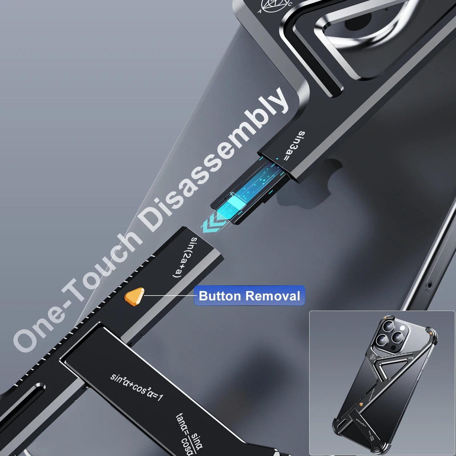 Luxury Geometric Metal iPhone Case – Aluminum Alloy Shockproof Cover with Stand for iPhone Models Stylish and Durable Design