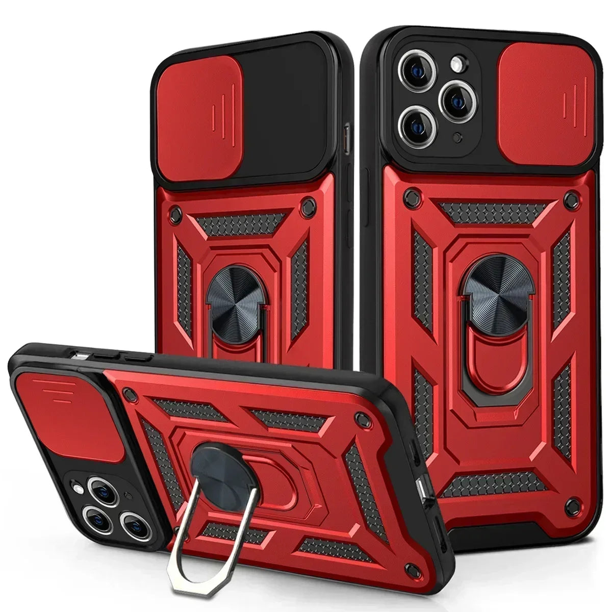 Shockproof Armor iPhone Case – Slide Camera Lens Protection, Rugged Full-Body Cover for iPhone Models