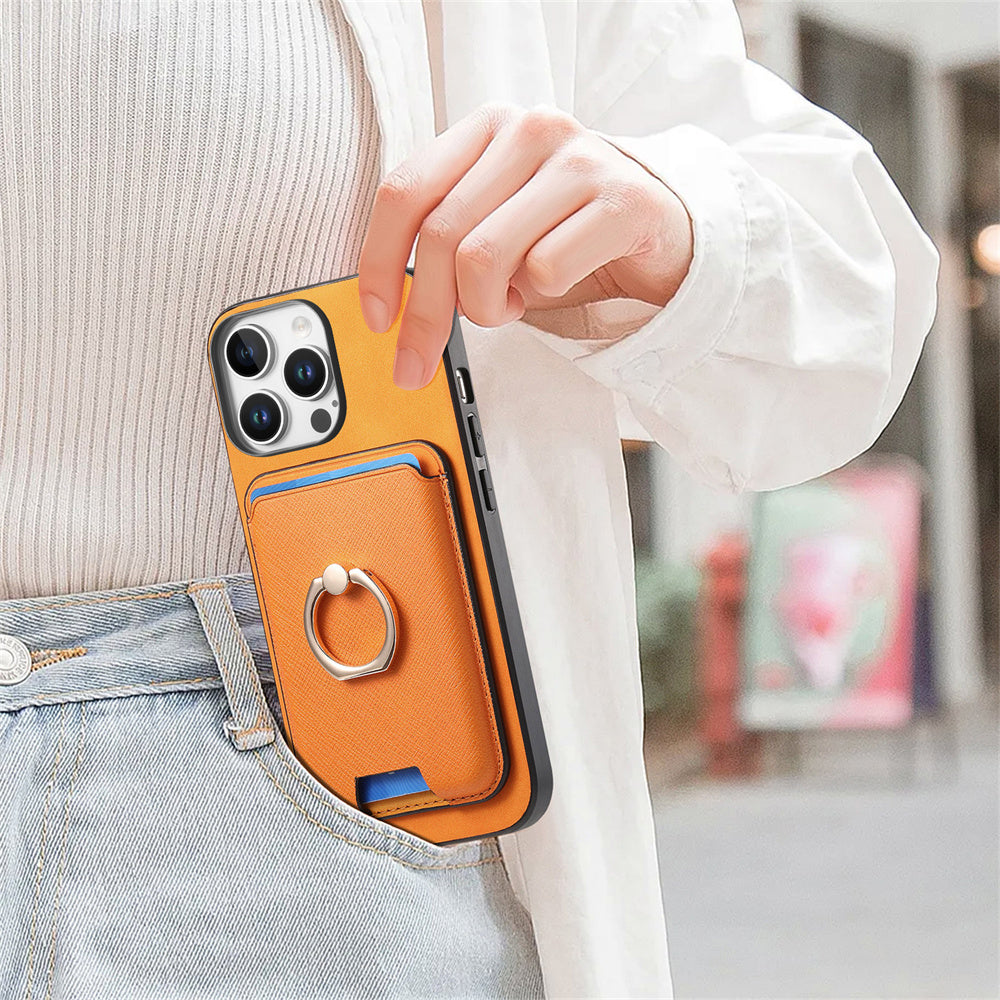 Luxury Detachable Magnetic Wallet iPhone Case – Card Holder, Ring Stand, Shockproof Protection for Secure and Convenient Use