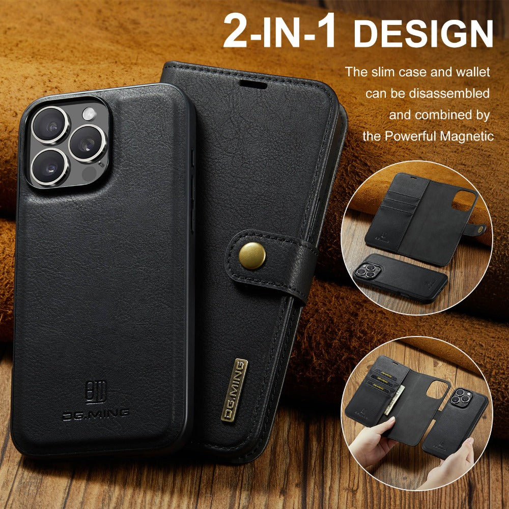 Premium Detachable Magnetic Leather Wallet iPhone Case – Card Holder, and Stylish Flip Cover for Secure and Convenient Use