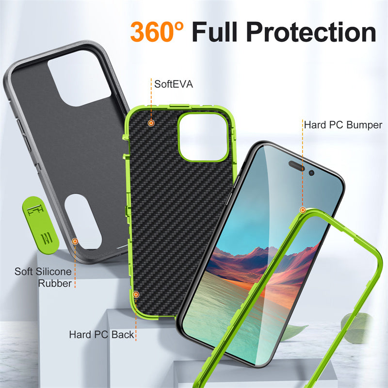 Hybrid Military-Grade Defender iPhone Case – Kickstand Full-Body Protection Cover for iPhone Models, Rugged and Shockproof