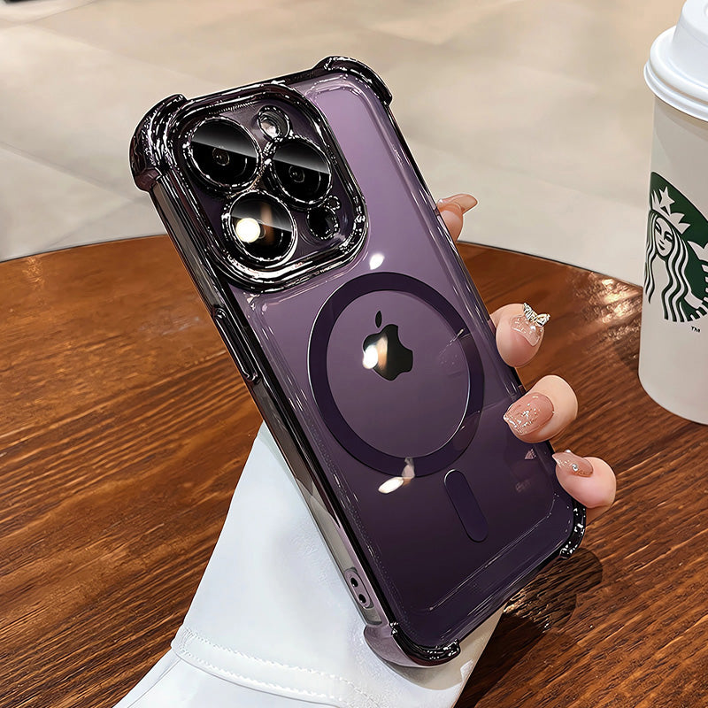 Plating Shockproof MagSafe iPhone Case - Airbag Protection, Magnetic Wireless Charging, Anti-Shock Durable Case for iPhone