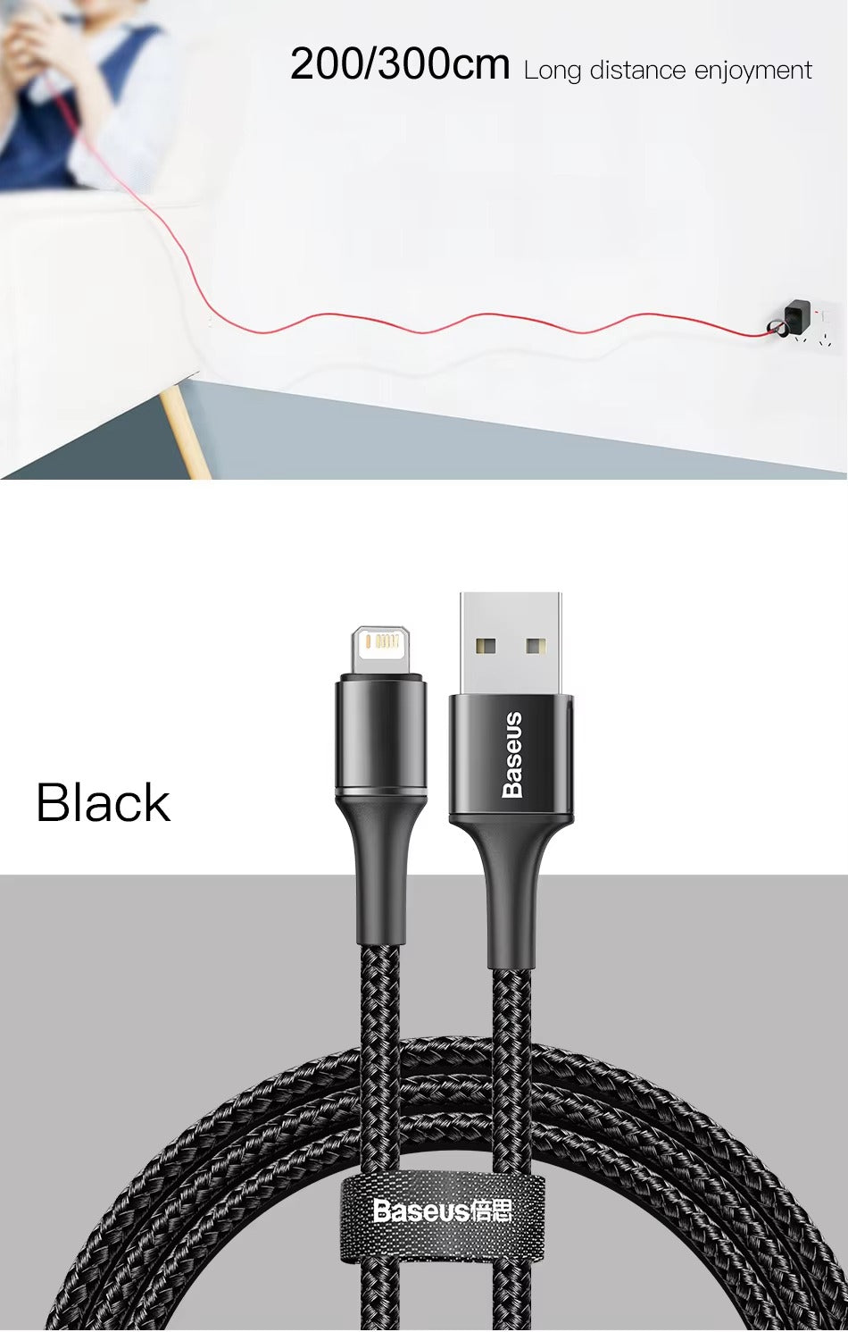 Premium, LED USB Cable for iPhone – Fast Charging Lightning Cord for iPad, iPhone Devices, Data Transfer Wire, Durable Phone