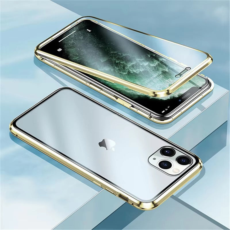 Luxury Apple iPhone Case, MagSafe Compatible, Camera Lens and Screen Protection, Ultra Thin, Shockproof, Magnetic, Full All Around Protection, 360 Glass Magnet Cover