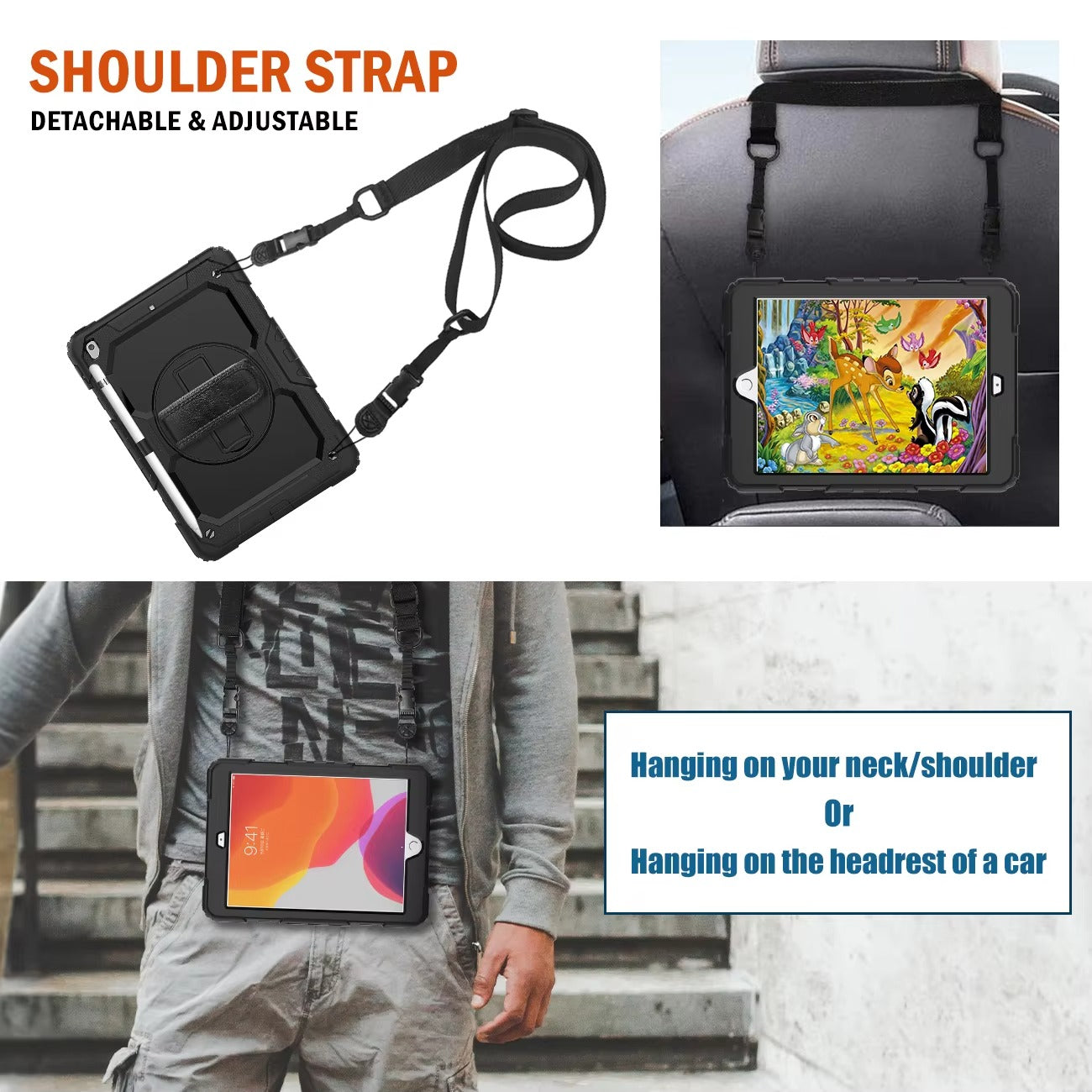 Rugged iPad Case – Shockproof Heavy Duty Protective Cover Compatible with 9.7", 10.2", 10.5", 10.9", 11", 12.9", 13" Tablets