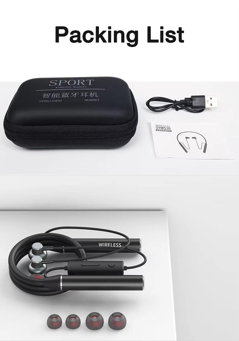 High Quality Wireless Neckband Earphones for iPhone – Bluetooth Sport Headset with Mic,180-Hour Battery, TF Card Support