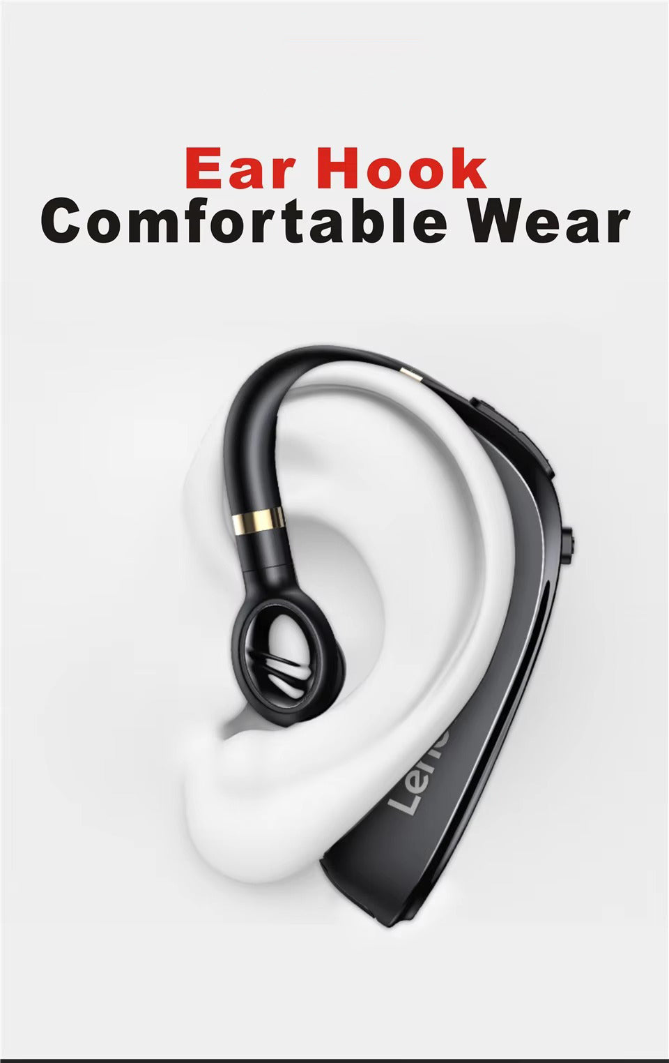 High Quality Wireless Bluetooth Headset with Mic – Over-Ear Hook Design, 40H Battery Life, Meetings, and iPhone Use