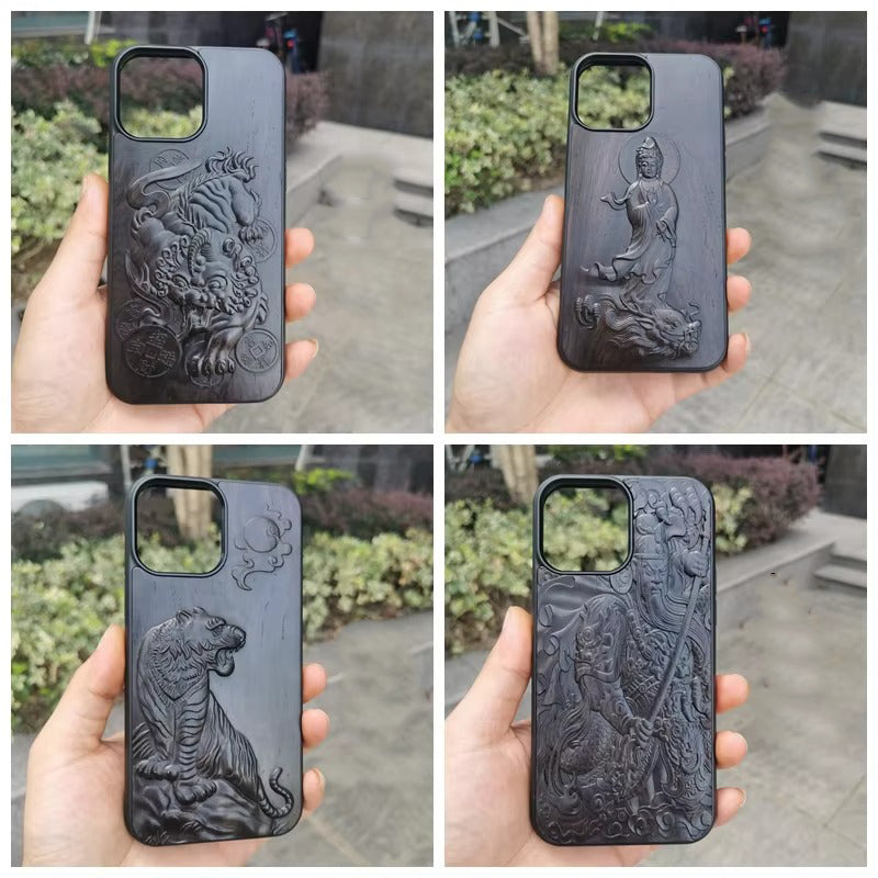 Luxury Apple iPhone Case, MagSafe Compatible, Camera Lens Protection, Screen Protection, Ultra Thin, Shockproof, Magnetic, Full All Around Protection, 3D Carved Wood Cover