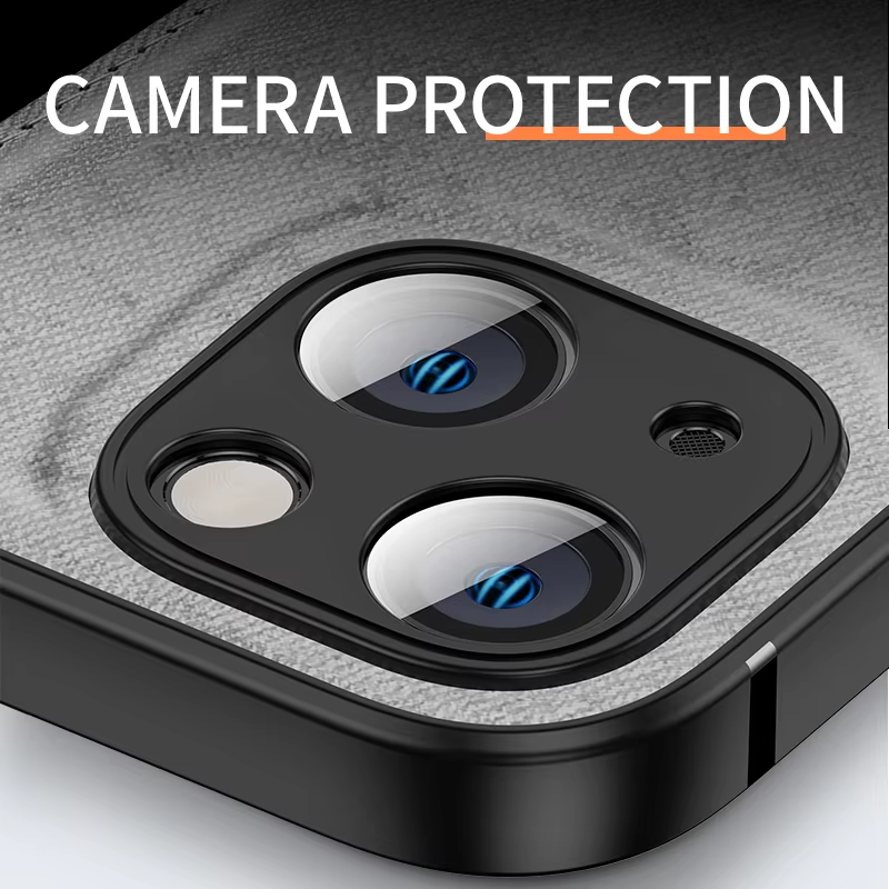 Luxury Textured Canvas iPhone Case with MagSafe Support, Shock-Absorbing Bumper Frame, Leather Feel Grip, Drop Protection