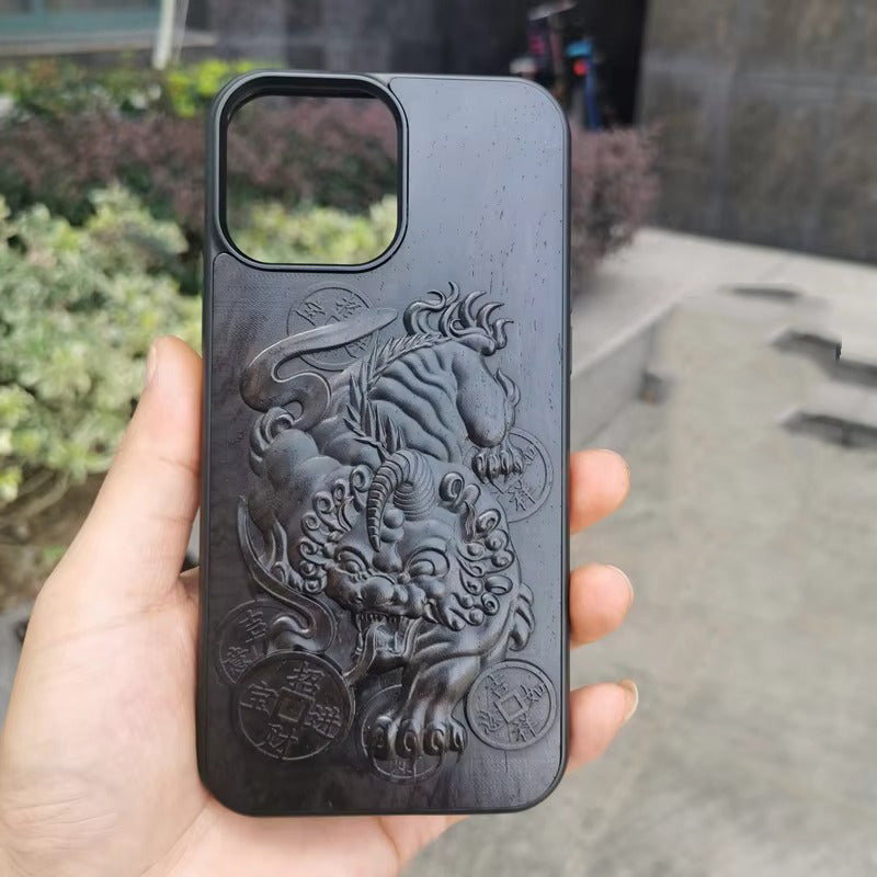 Luxury Apple iPhone Case, MagSafe Compatible, Camera Lens Protection, Screen Protection, Ultra Thin, Shockproof, Magnetic, Full All Around Protection, 3D Carved Wood Cover